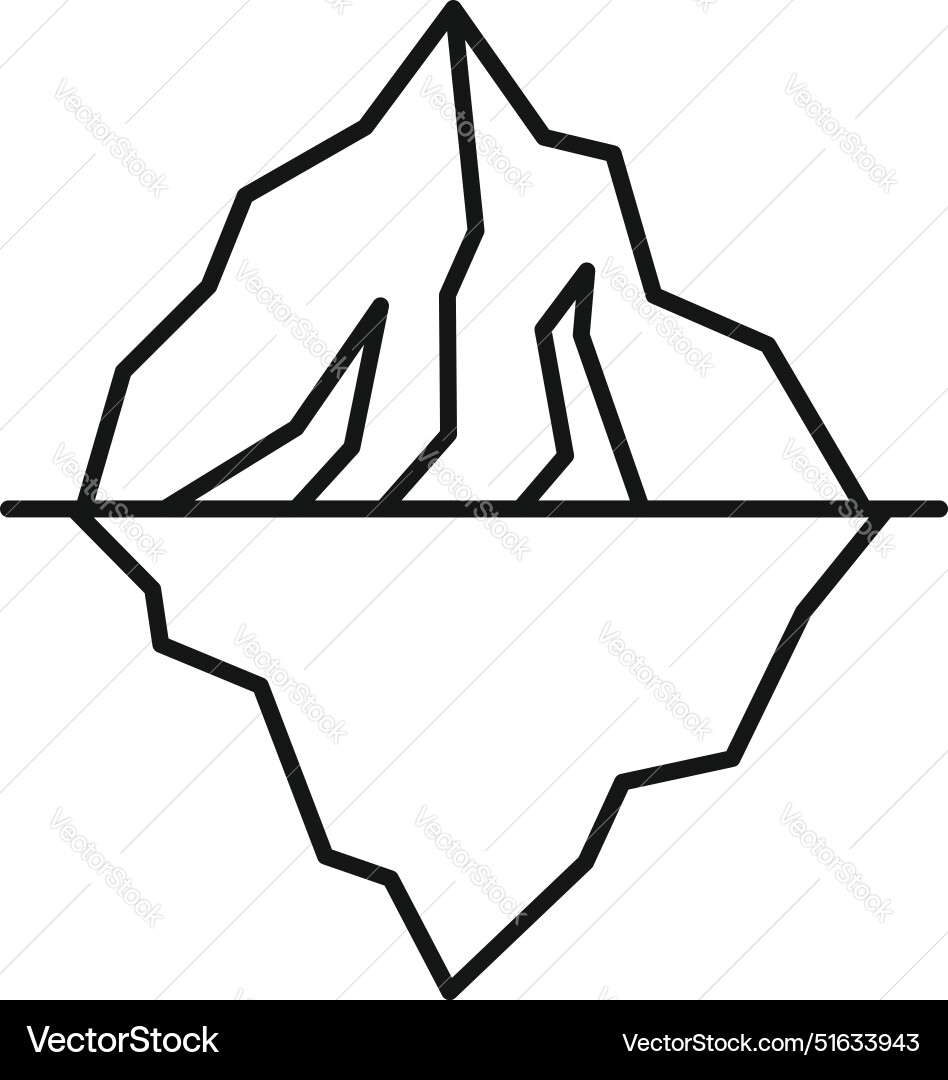 Line style icon representing an iceberg floating Line style icon representing an iceberg floating vector image