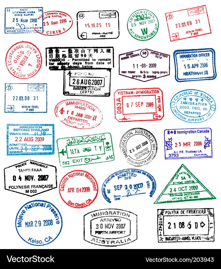 Passport Stamps Collection vector image