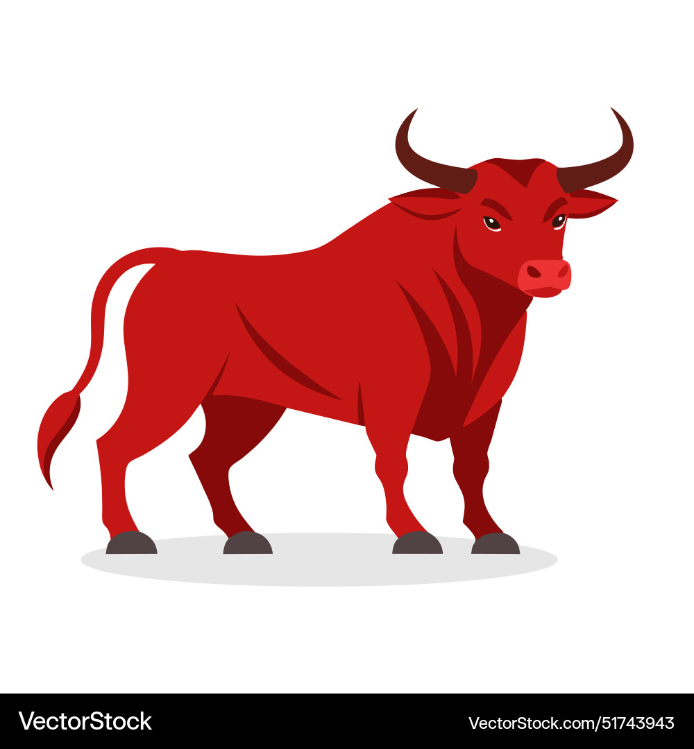 Red bull animal flat on white background Red bull animal flat on white background vector image
