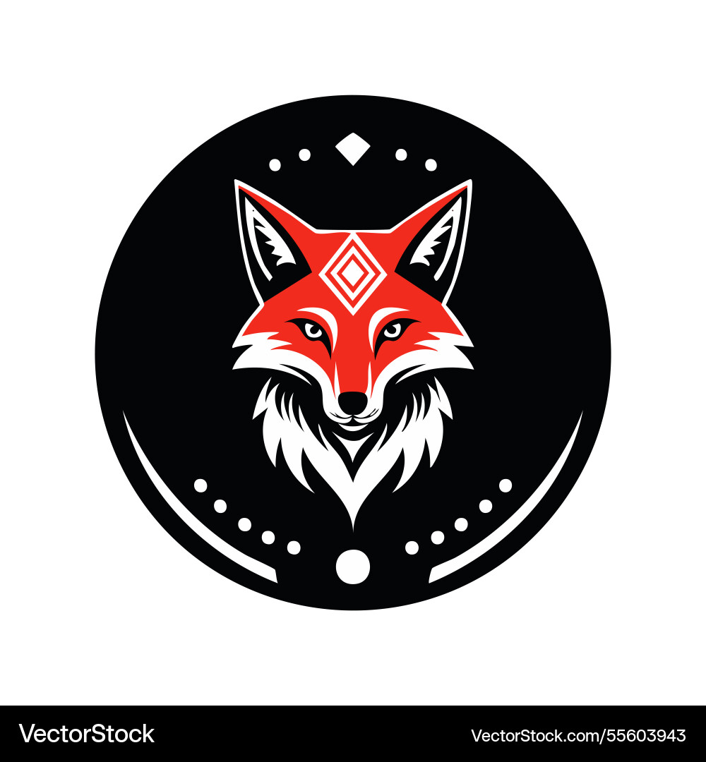 Red fox aztec logo concept Royalty Free Vector Image