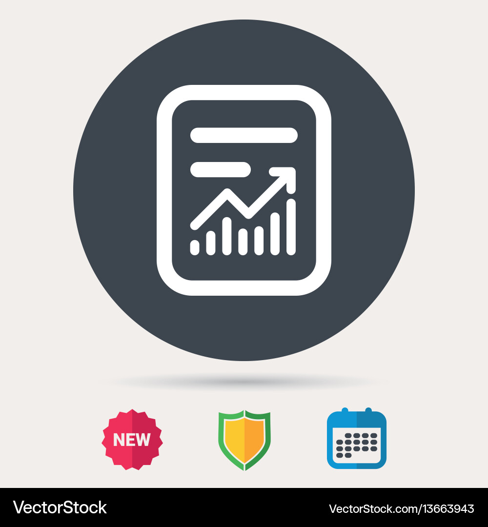 Report file icon document page with statistics vector image