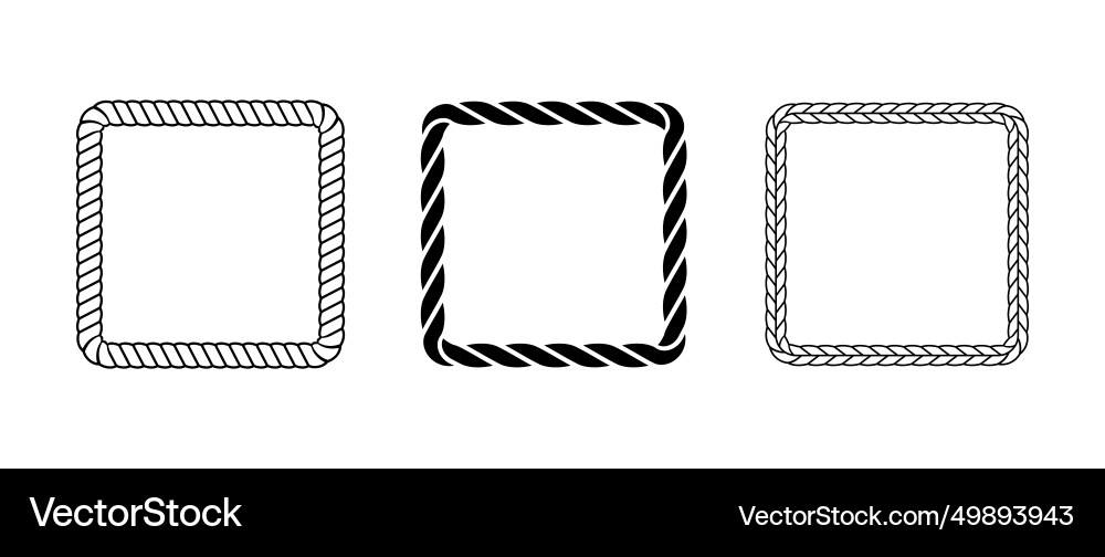 Rope frame set squared cord border collection Rope frame set squared cord border collection vector image