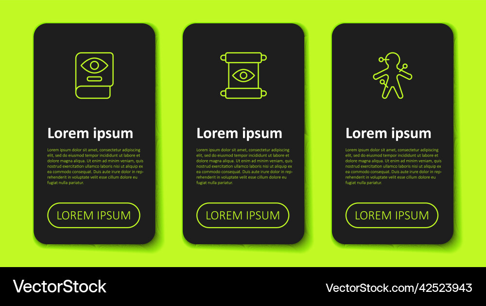 Set line ancient magic book scroll Vector Image