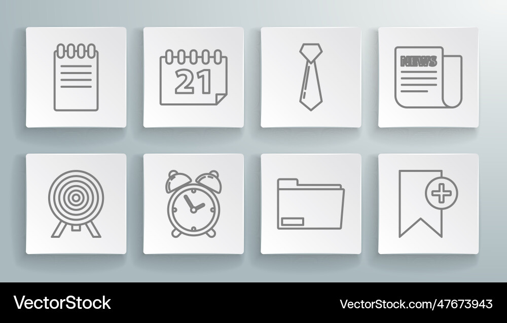 Set line target calendar alarm clock document Vector Image