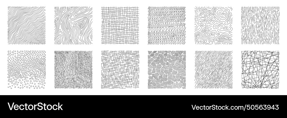 Set of hand drawn pencil crosshatch shapes doodle Set of hand drawn pencil crosshatch shapes doodle vector image