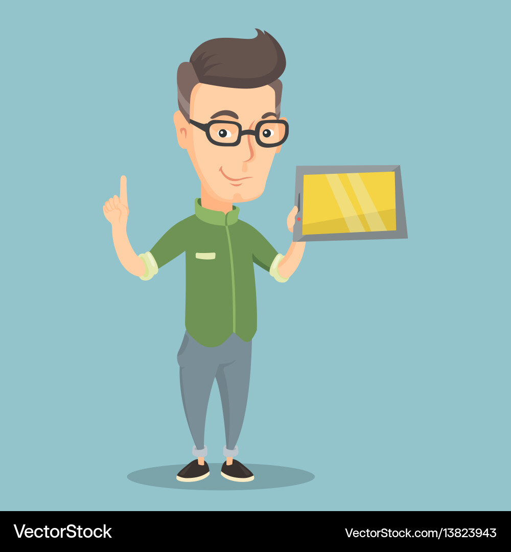 Student using tablet computer Vector Image