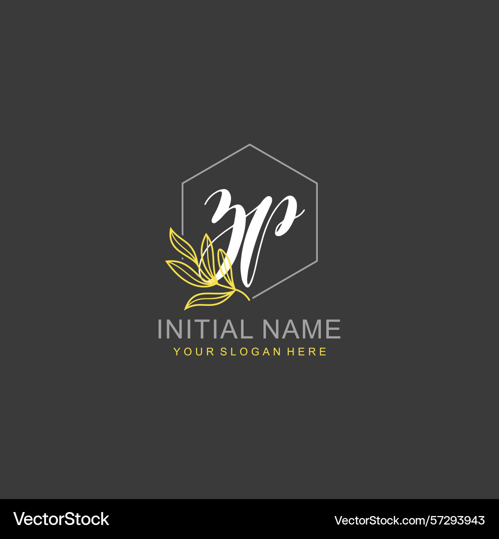 Zp initial logo templates with botanical elements Vector Image