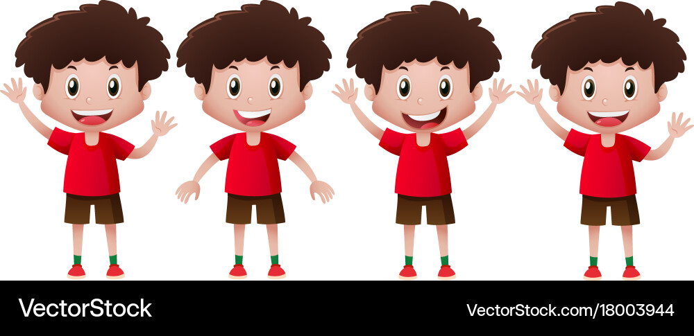Boy in red doing different actions Vector Image
