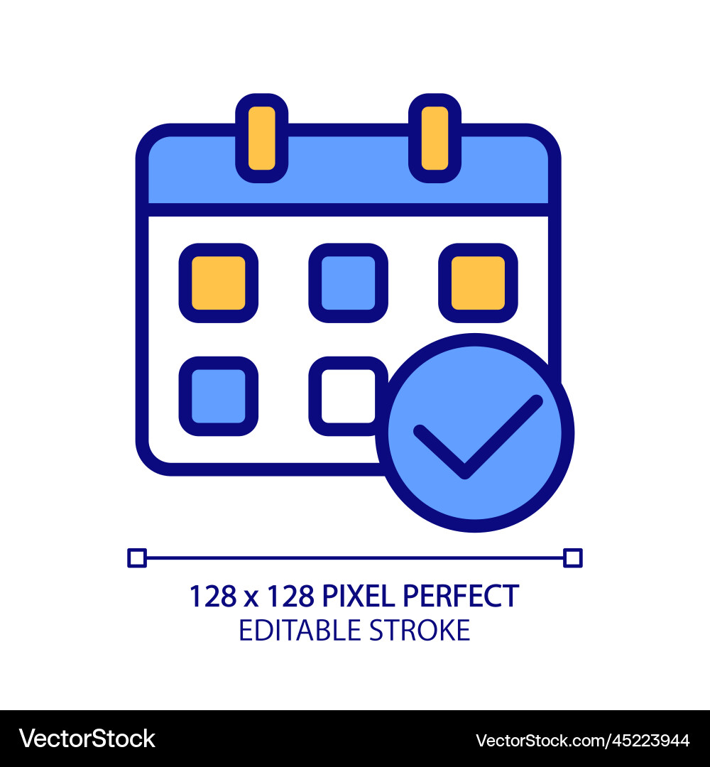 Calendar with check mark pixel perfect rgb color Calendar with check mark pixel perfect rgb color vector image