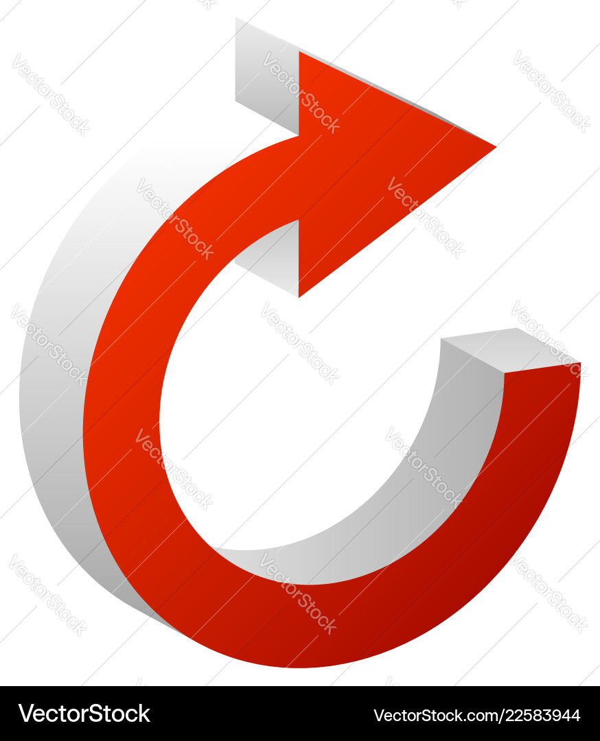 Clockwise red arrow forward circular Clockwise red arrow forward circular vector image