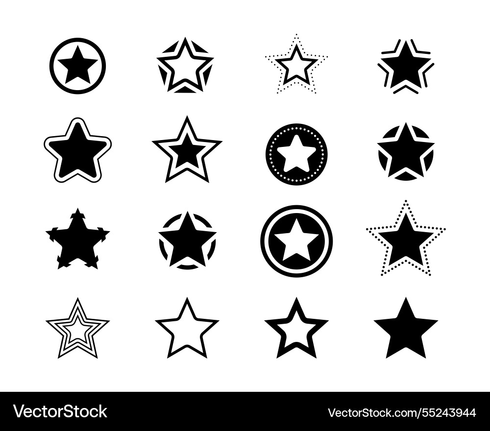 Collection of different shape star icon element vector image
