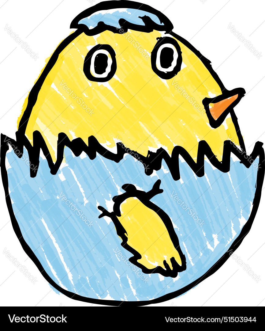 Cute easter chick child drawing Cute easter chick child drawing vector image