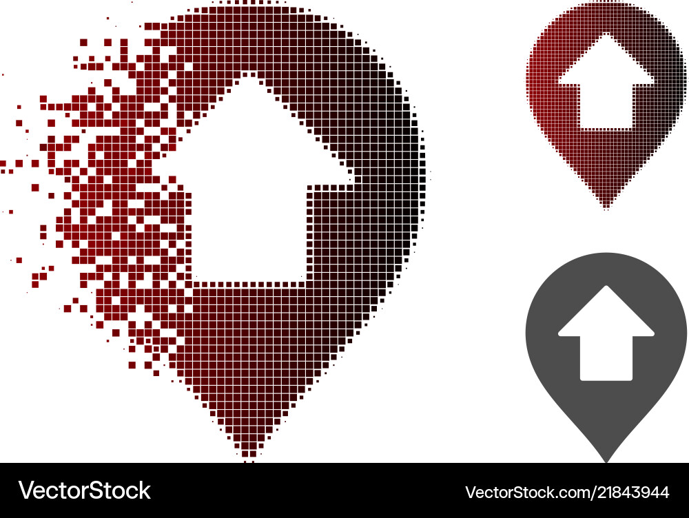 Disintegrating dot halftone forward up arrow Disintegrating dot halftone forward up arrow vector image