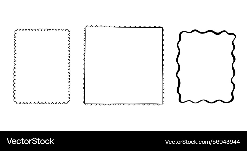 Doodle frame border set with abstract shapes hand Doodle frame border set with abstract shapes hand vector image