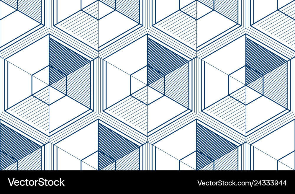 Geometric 3d lines abstract seamless pattern Vector Image