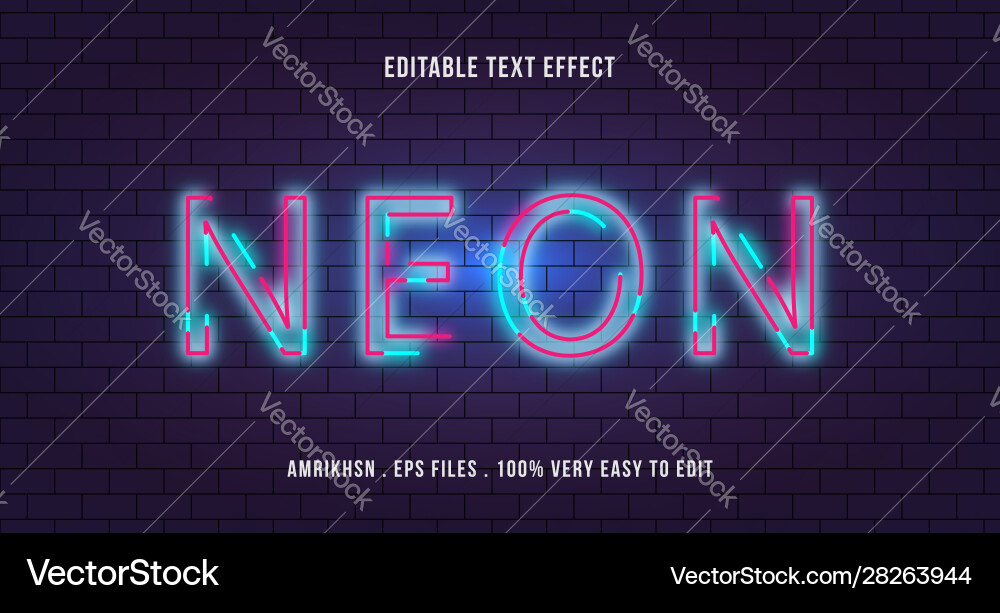 Neon Line Text Effect vector image