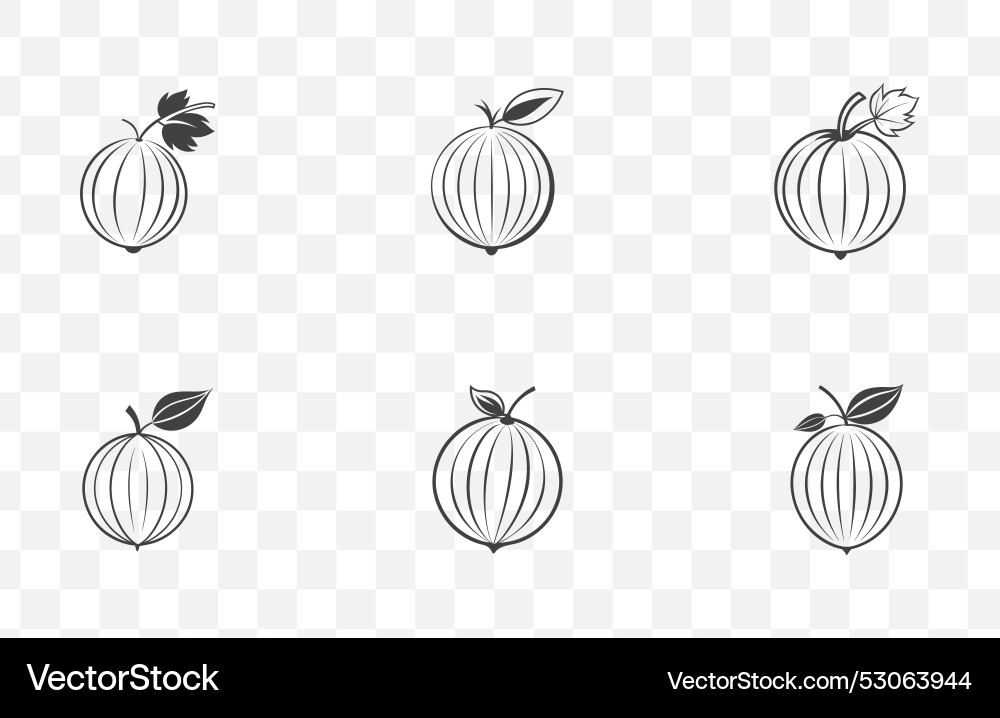 Print comprehensive gooseberry line art set Vector Image
