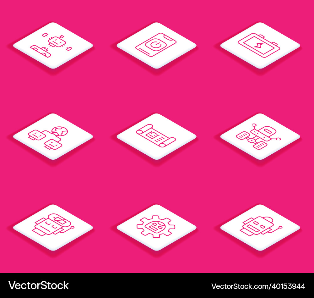Set line disassembled robot turn off from phone Vector Image