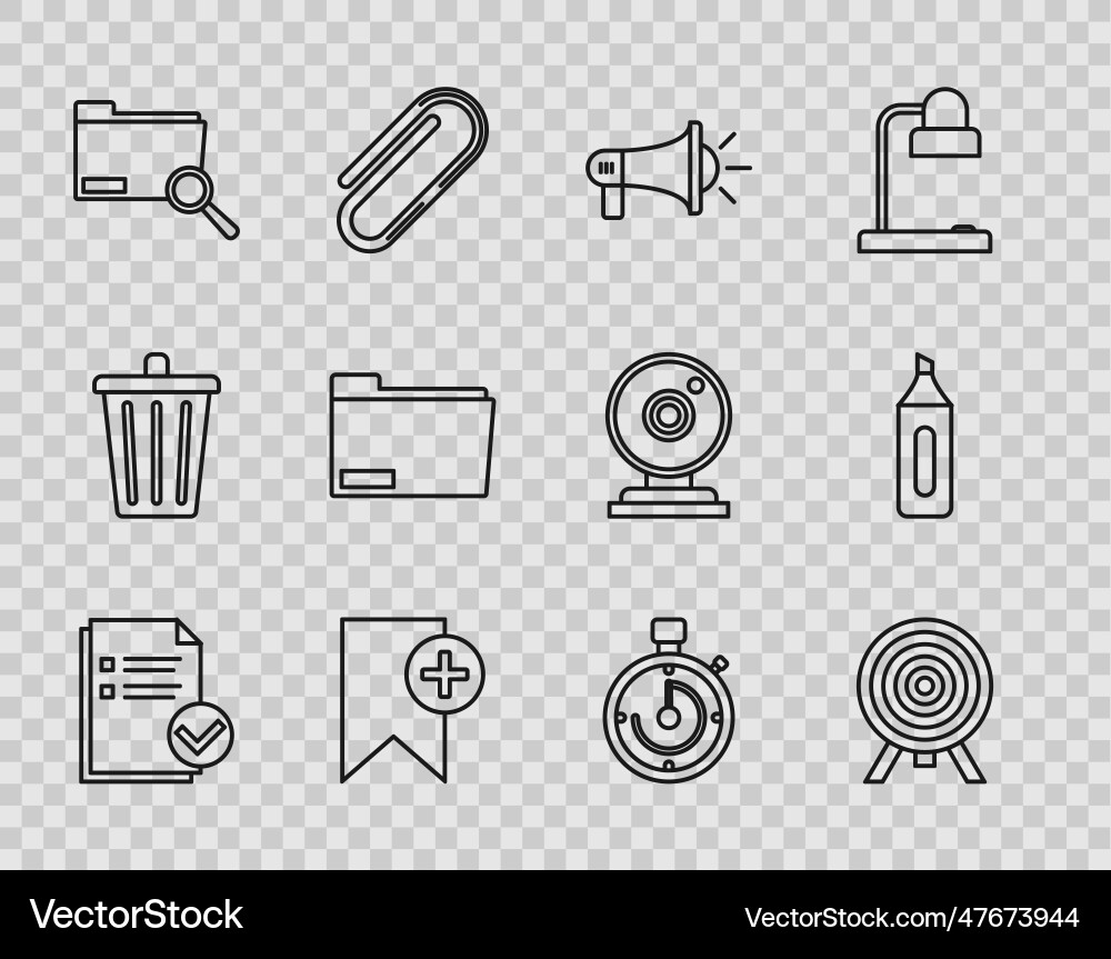 Set line document and check mark target Set line document and check mark target vector image