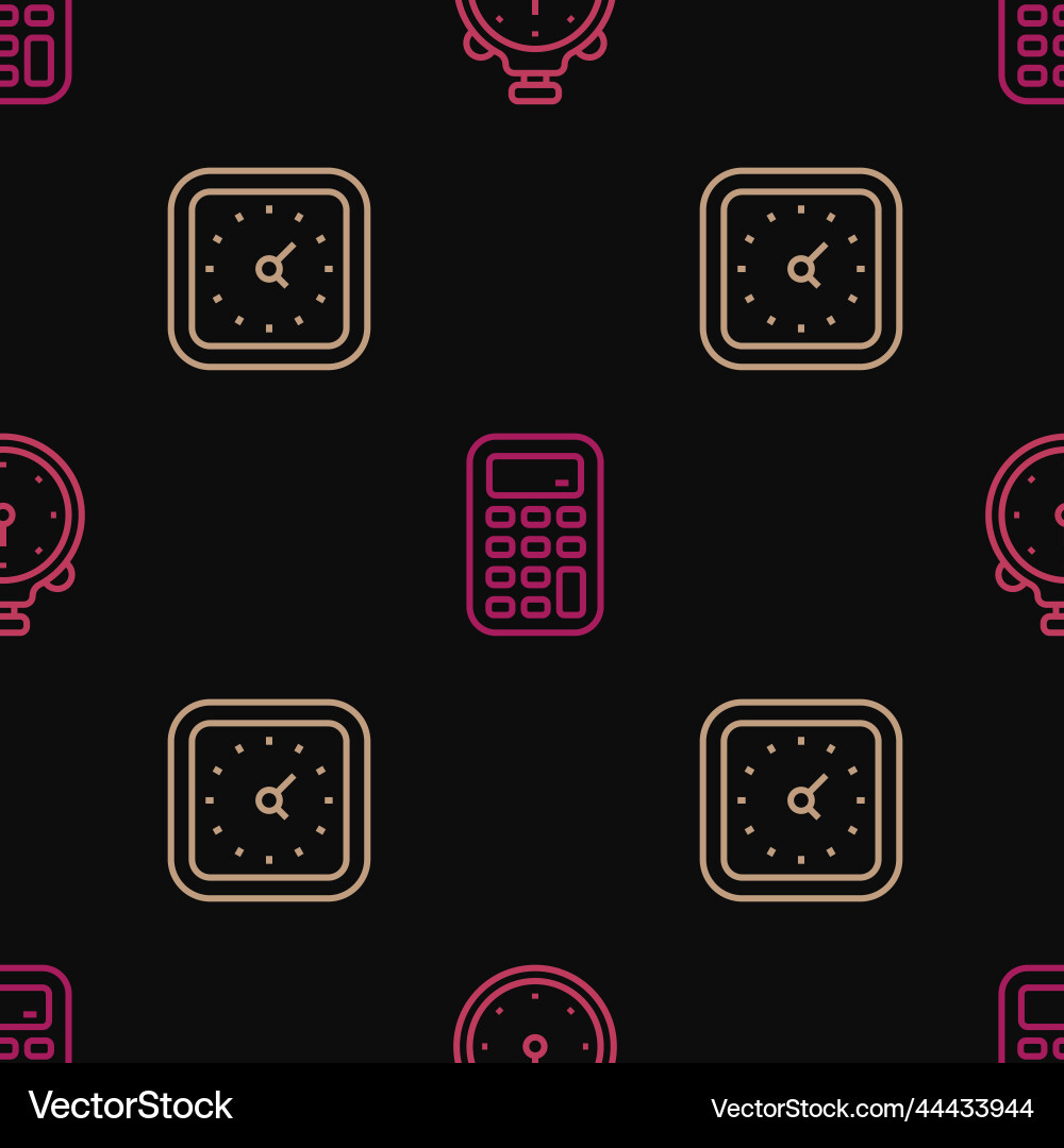 Set line stopwatch clock and calculator Set line stopwatch clock and calculator vector image