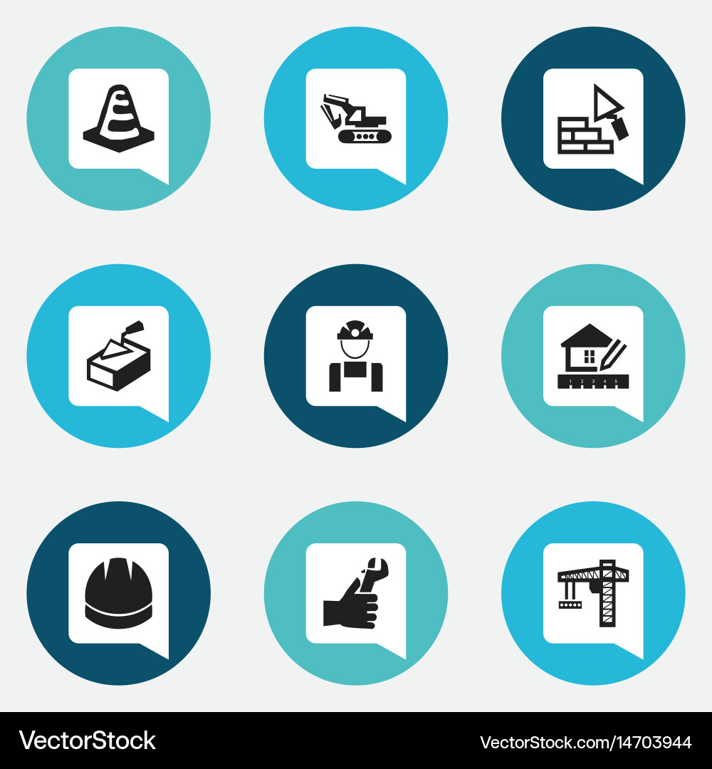 Set of 9 editable building icons includes symbols vector image