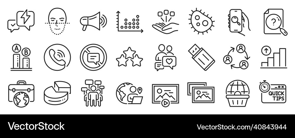 Set of technology icons such as search document Set of technology icons such as search document vector image