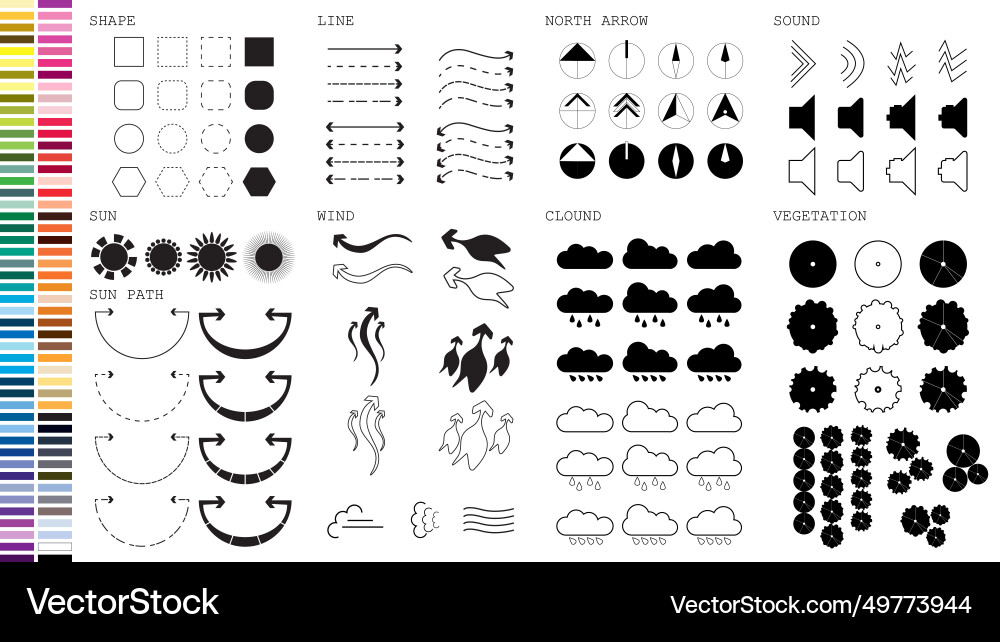 Site Analysis Icon Set Vector Image