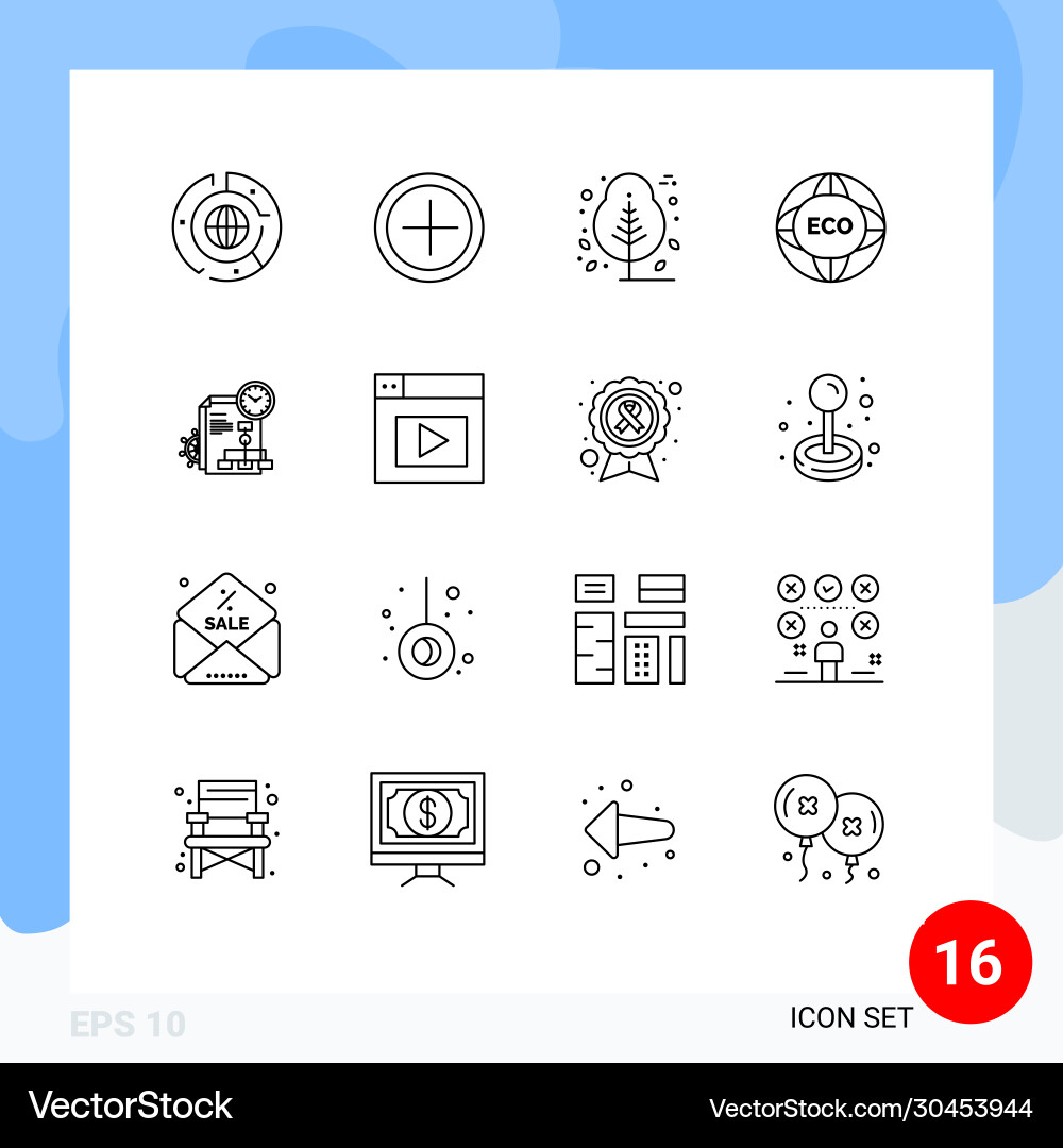 User interface pack 16 basic outlines time Vector Image