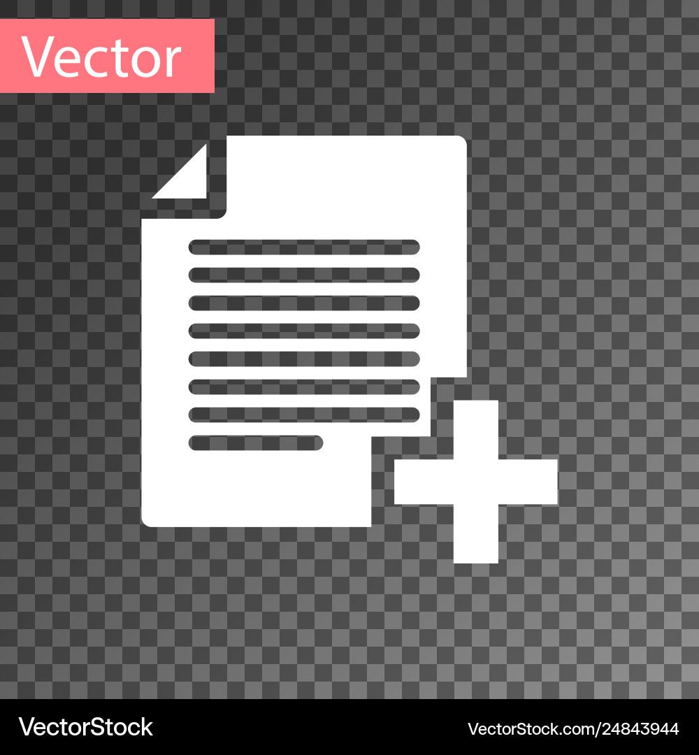 White add new file icon isolated on transparent White add new file icon isolated on transparent Vector Image