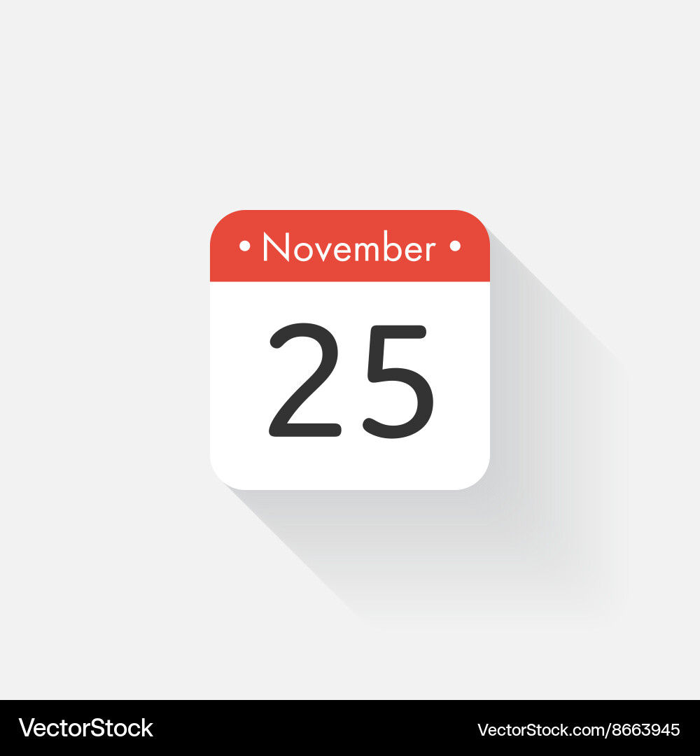 Calendar icon with long shadow flat style date vector image