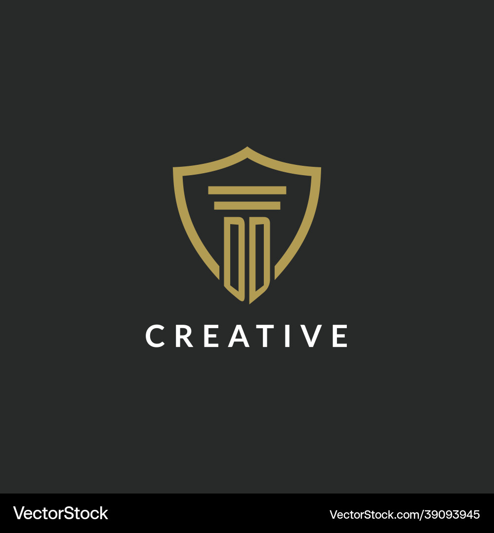 Dd initial monogram logo with pillar and shield Vector Image