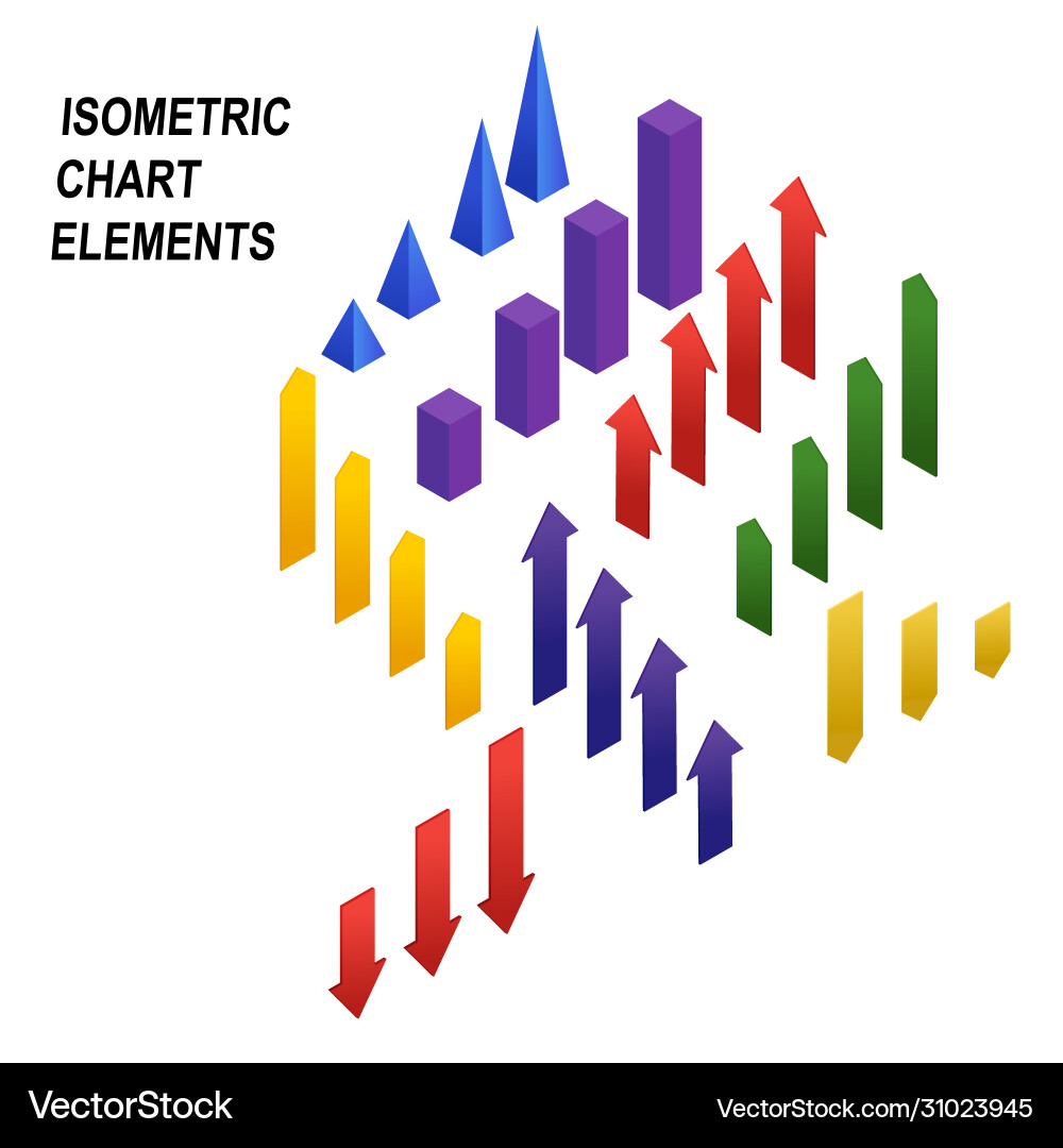 Diagram bar graph chart isometric elements Diagram bar graph chart isometric elements vector image