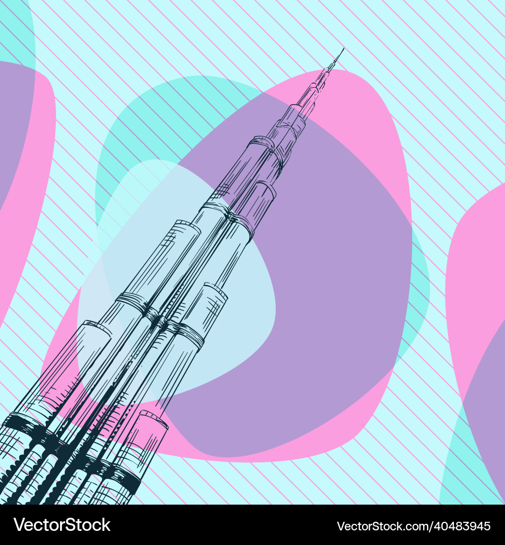 Dubai uae - march 4 2020 sketch of burj khalifa Dubai uae - march 4 2020 sketch of burj khalifa vector image