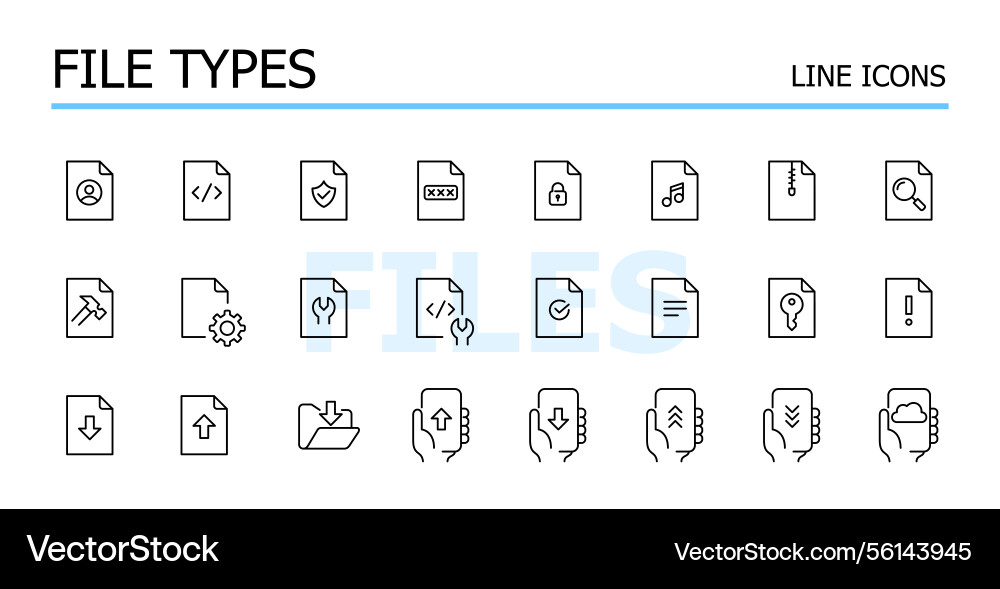 File types data storage icons download and upload File types data storage icons download and upload vector image