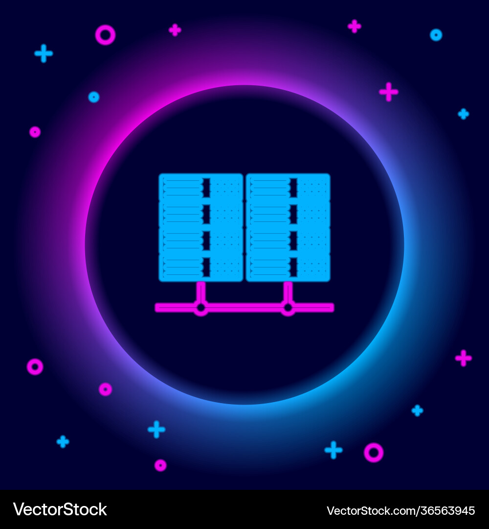 Glowing neon line server data web hosting icon Glowing neon line server data web hosting icon vector image