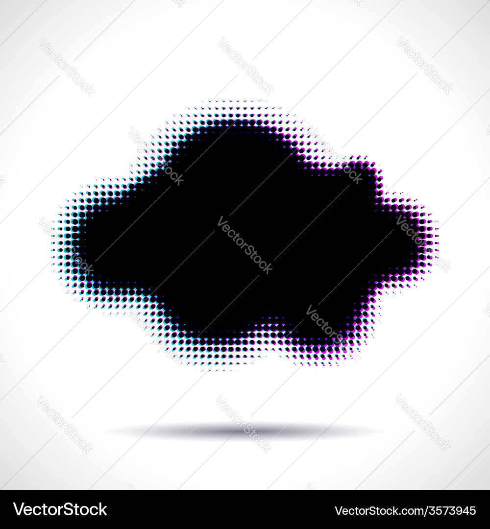 Halftone cloud shape with color aberrations Vector Image