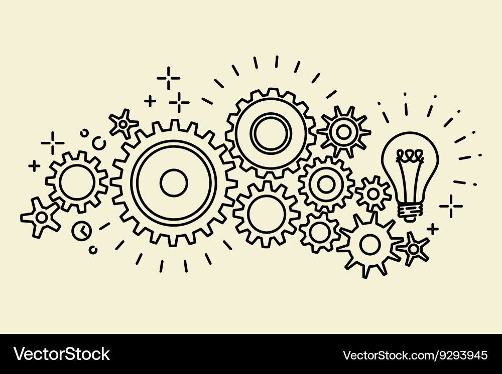 Interconnected Gears and Cogs vector image