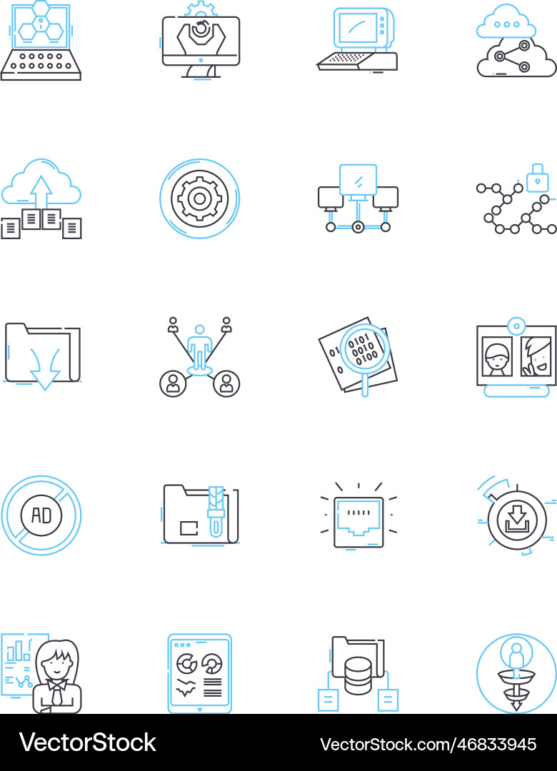 Internet connection linear icons set wireless Internet connection linear icons set wireless vector image