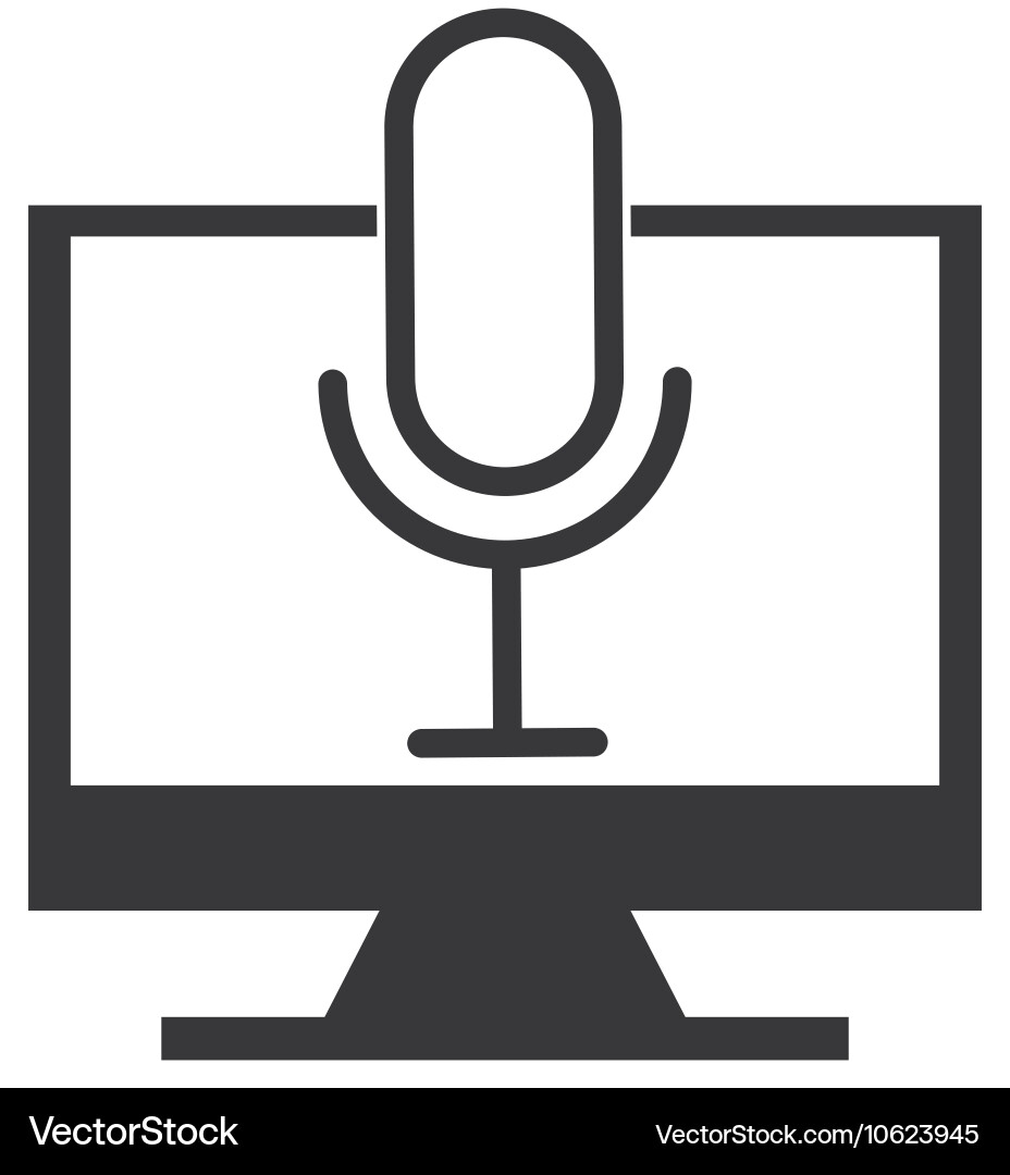 Monitor computer with button audio menu Vector Image