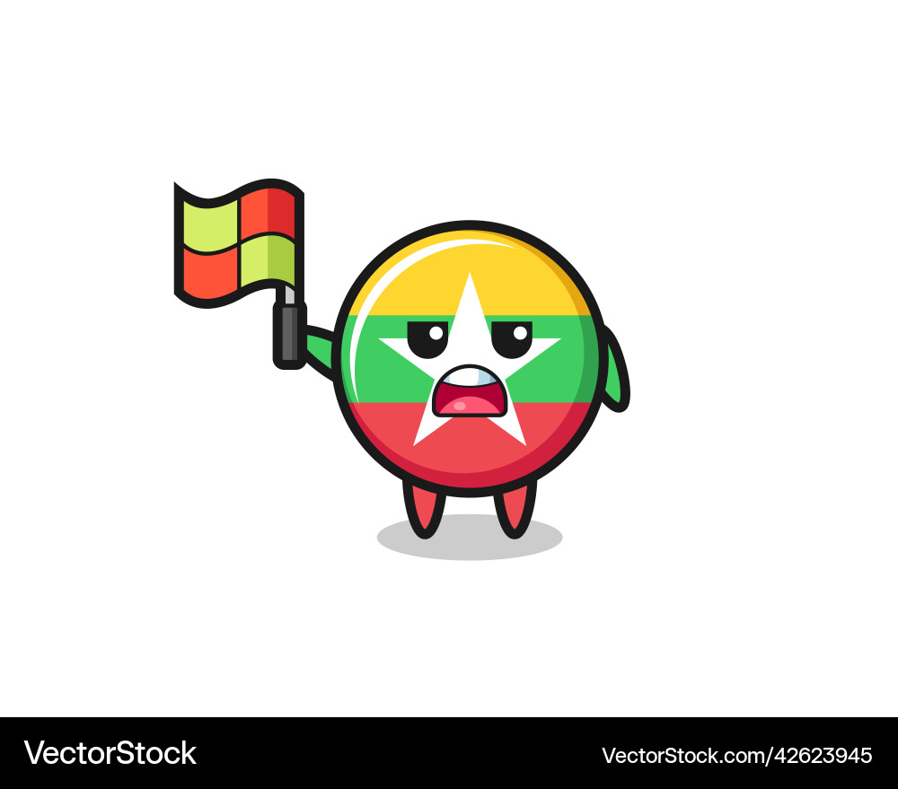 Myanmar flag character as line judge putting Myanmar flag character as line judge putting Vector Image