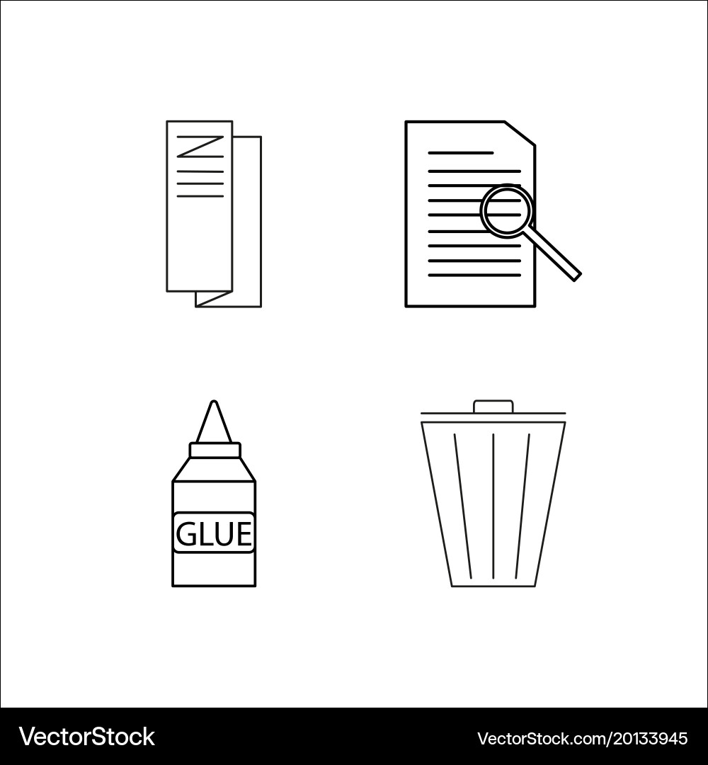 Office simple linear icon setsimple outline icons vector image