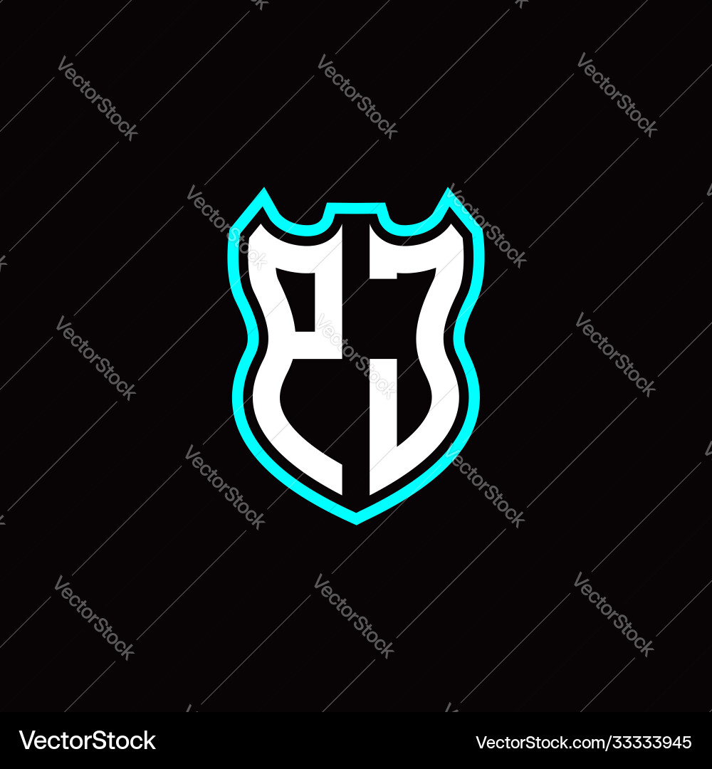 P j initial logo design with shield shape P j initial logo design with shield shape vector image