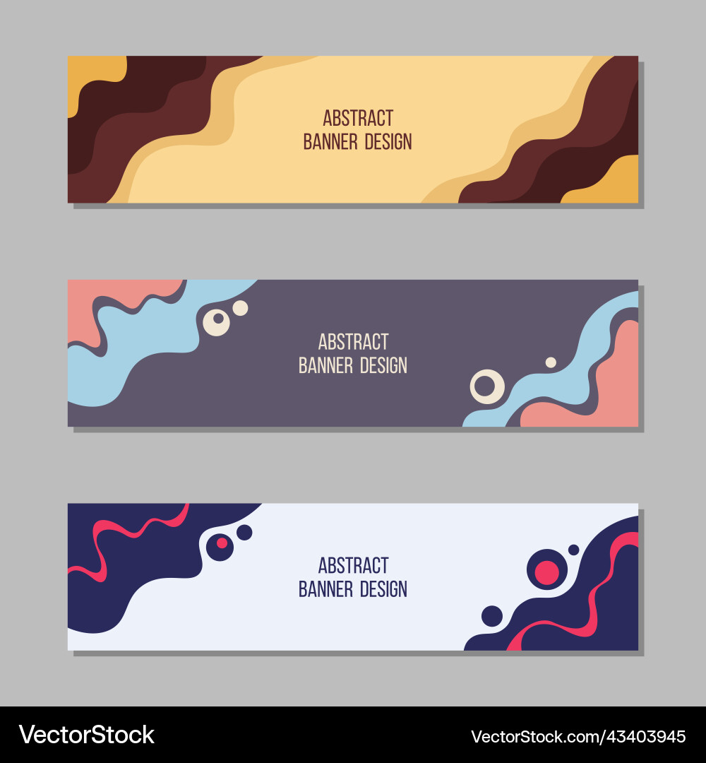 Set of 3 abstract banner templates banners Set of 3 abstract banner templates banners vector image