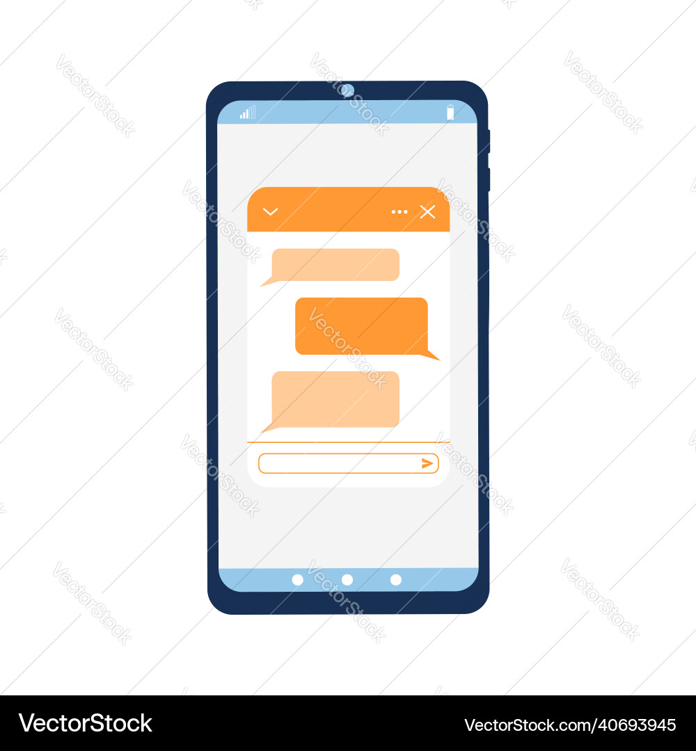 Smartphone interface whit pop up chat bot window Smartphone interface whit pop up chat bot window vector image