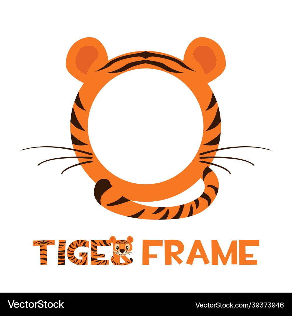 Avatar frame tiger round animal template for game vector image