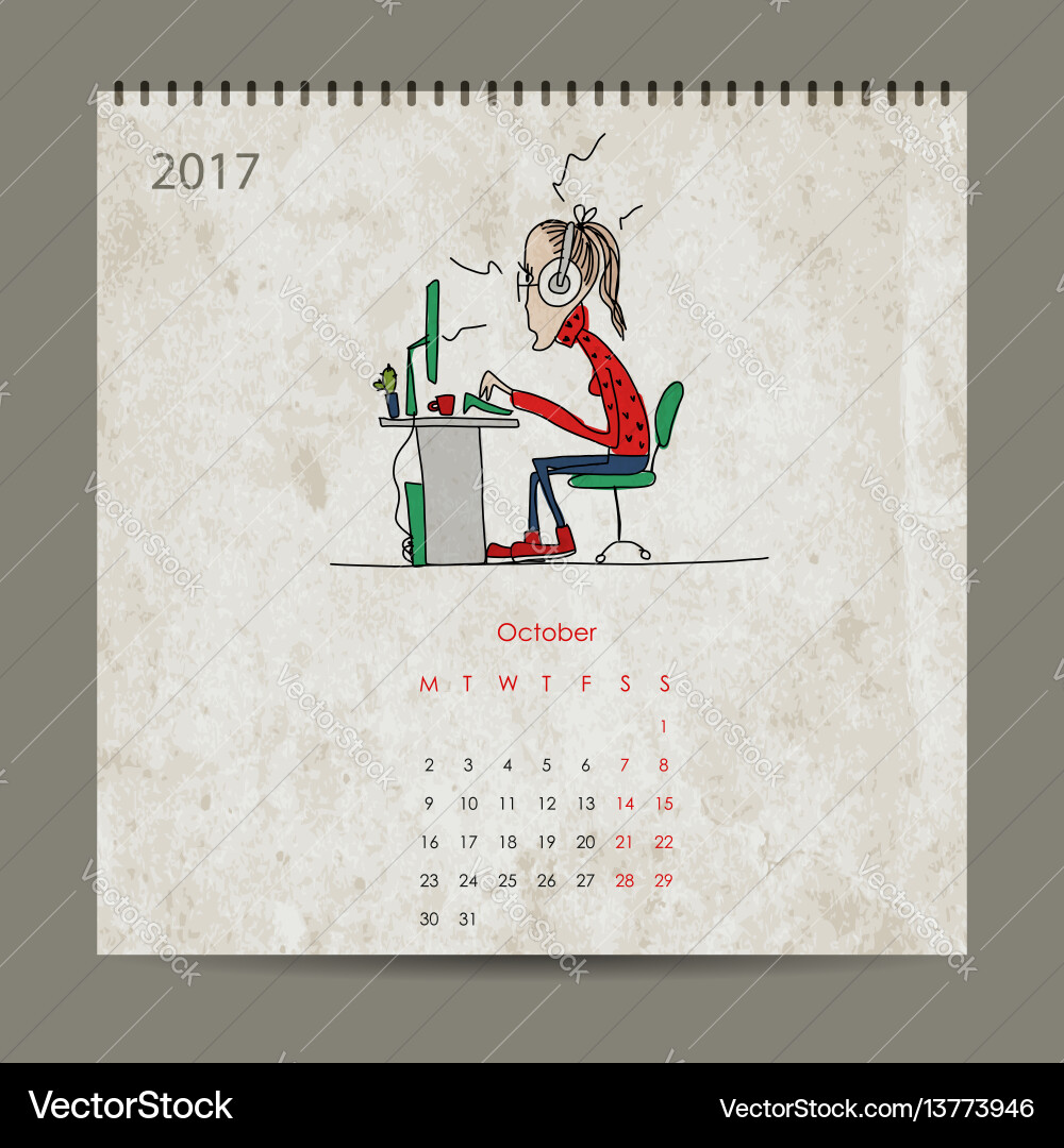 Bürolebenskalender 2017 Design Bürolebenskalender 2017 Design vektorbild