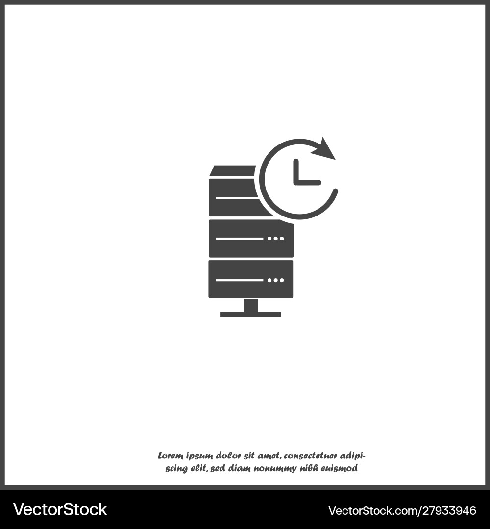 Data center icon server and clock on white Data center icon server and clock on white vector image