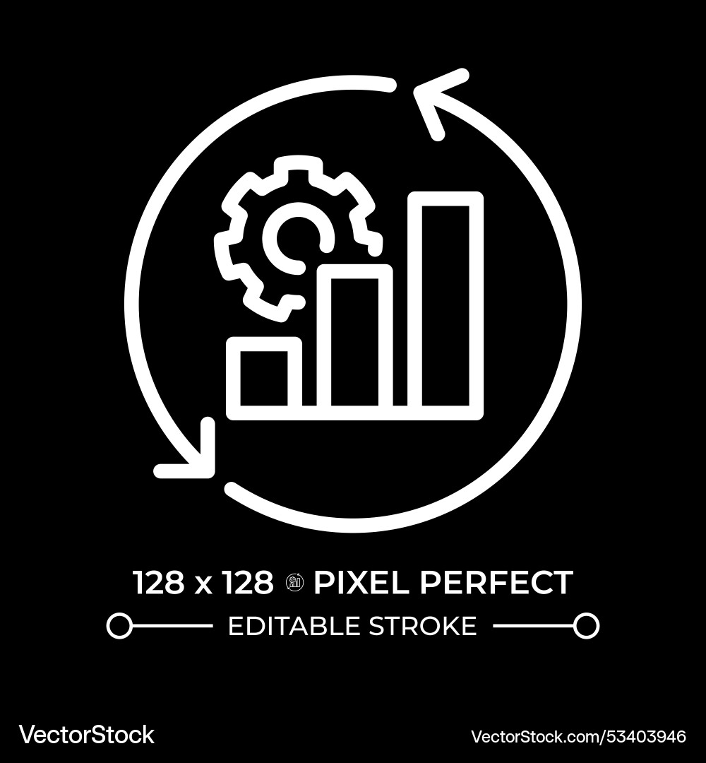 Efficiency graph cycle pixel perfect white linear Efficiency graph cycle pixel perfect white linear vector image