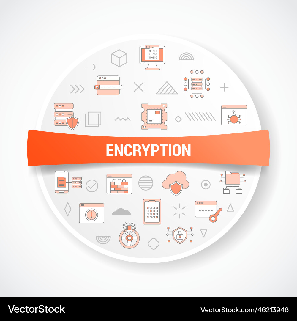 Encryption concept with icon round Encryption concept with icon round vector image