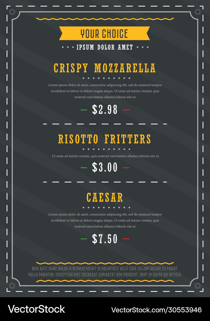 Fast food menu design template Fast food menu design template vector image